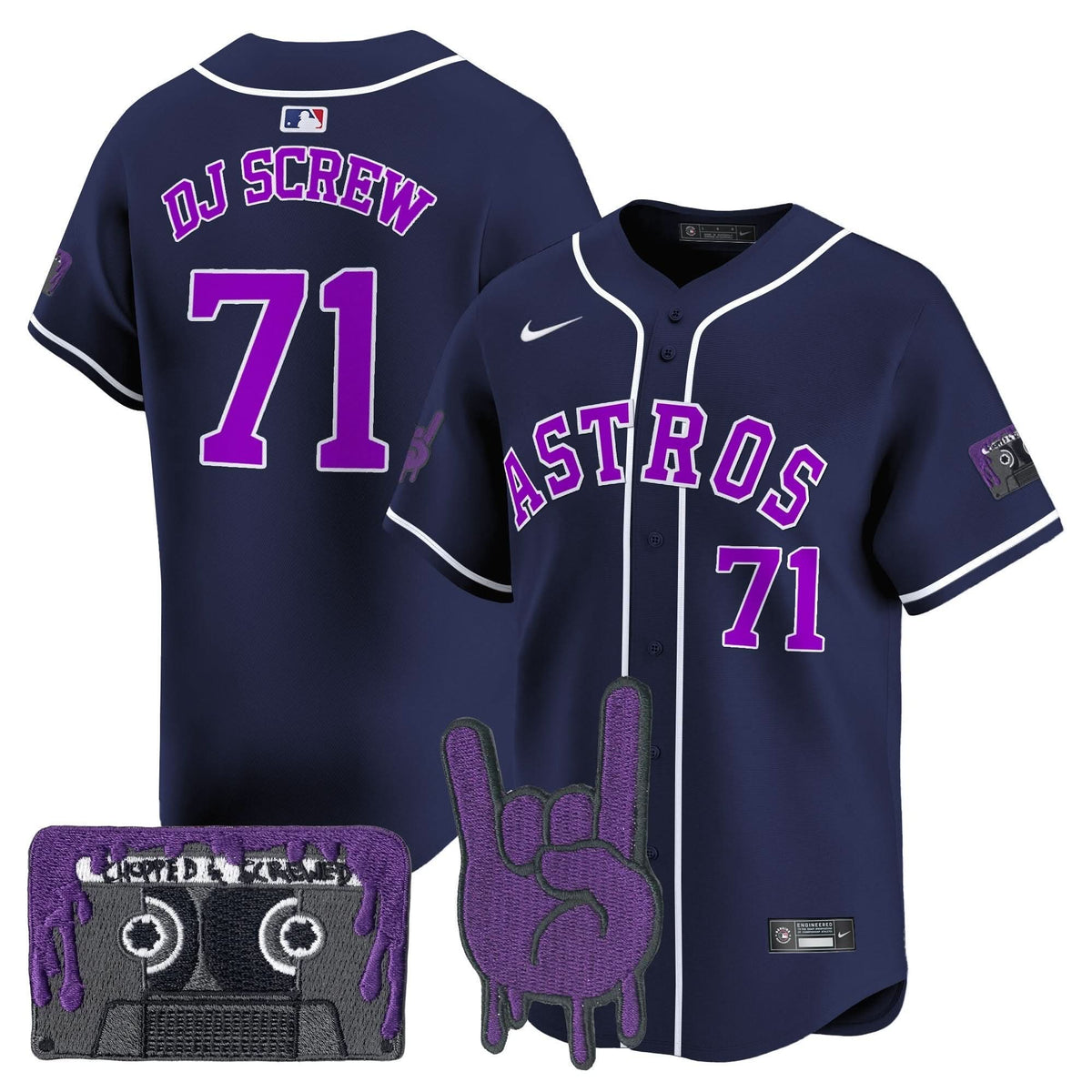 Men's Houston Astros DJ Screw Patch Vapor Premier Limited Jersey - All Stitched