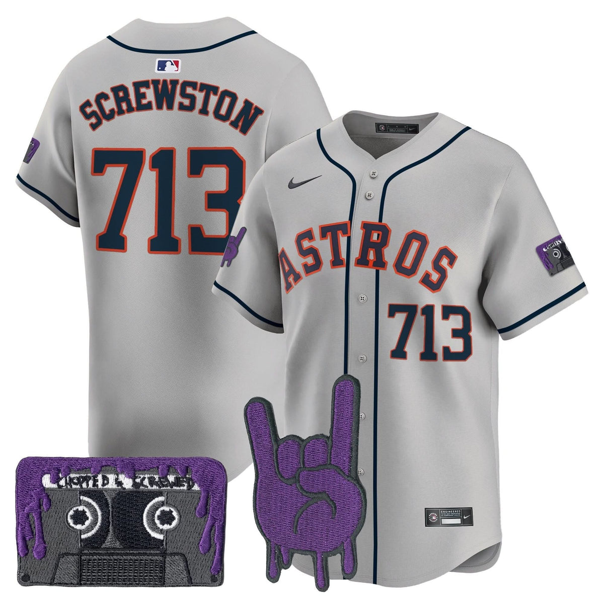 Men's Houston Astros DJ Screw Patch Vapor Premier Limited Jersey - All Stitched