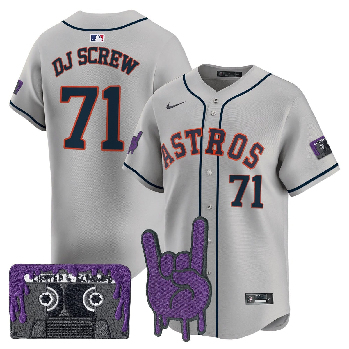 Men's Houston Astros DJ Screw Patch Vapor Premier Limited Jersey - All Stitched