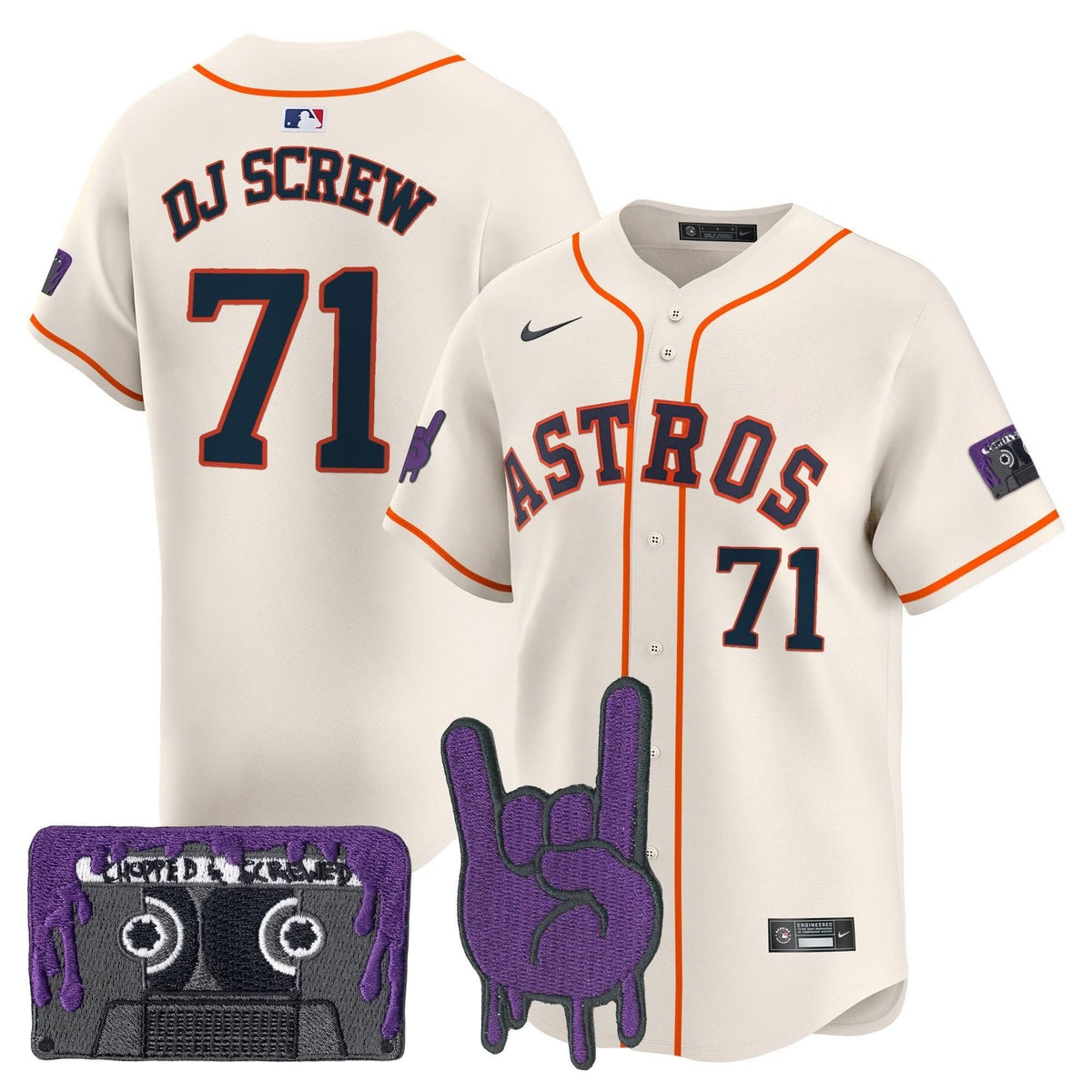 Men's Houston Astros DJ Screw Patch Vapor Premier Limited Jersey - All Stitched