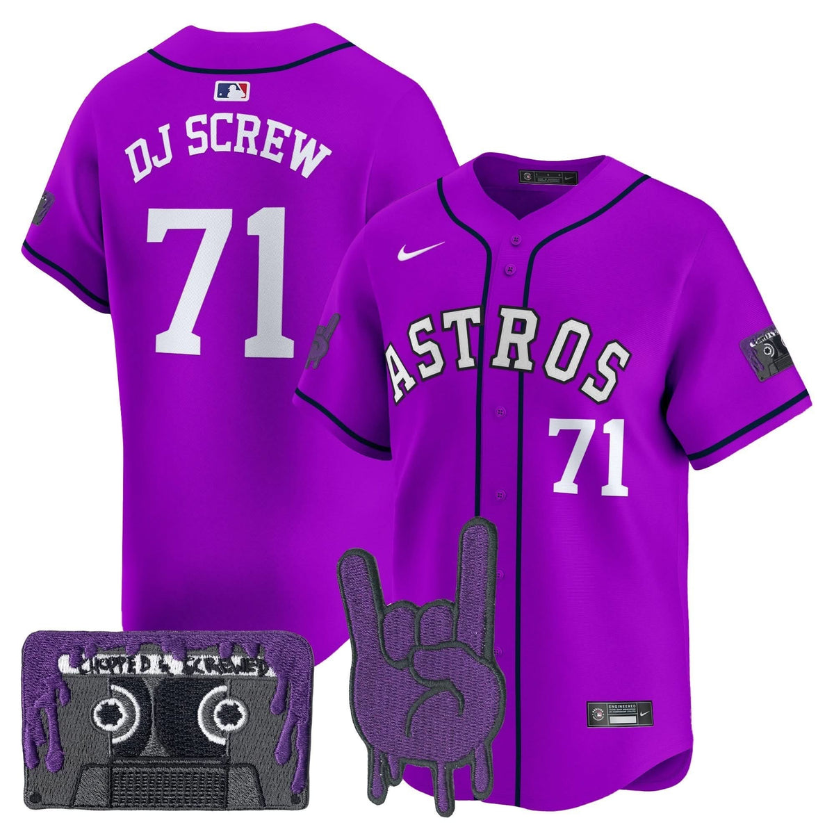 Men's Houston Astros DJ Screw Patch Vapor Premier Limited Jersey - All Stitched