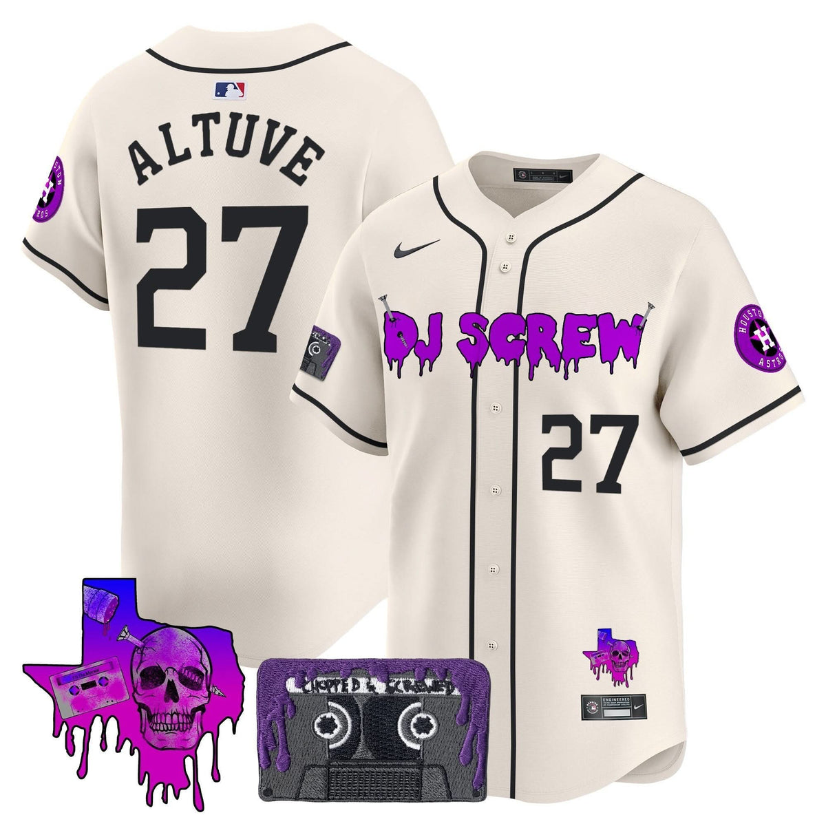 Men's Houston Astros DJ Screw Patch Vapor Premier Limited Jersey V2 - All Stitched