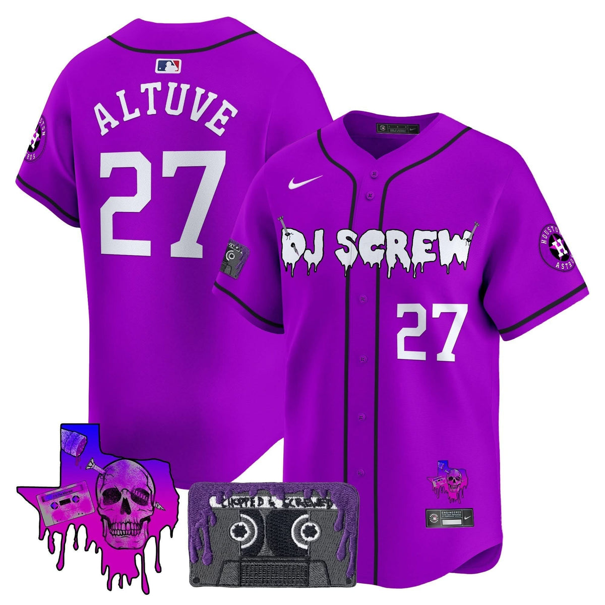 Men's Houston Astros DJ Screw Patch Vapor Premier Limited Jersey V2 - All Stitched