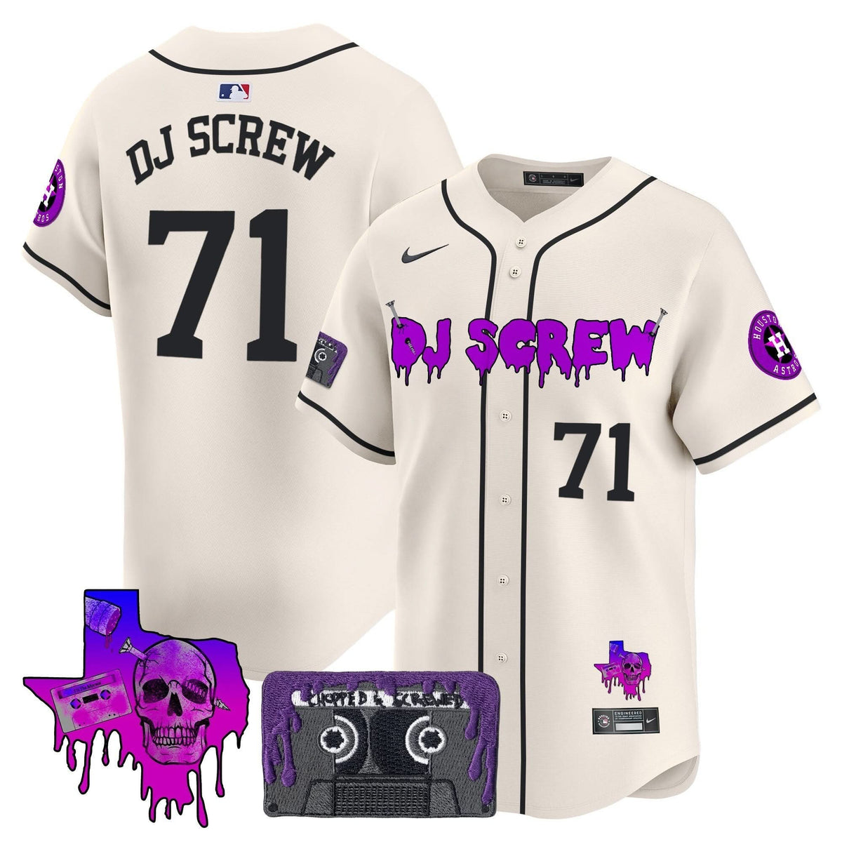 Houston Astros DJ Screw Patch Vapor Premier Limited Jersey V2 - All Stitched