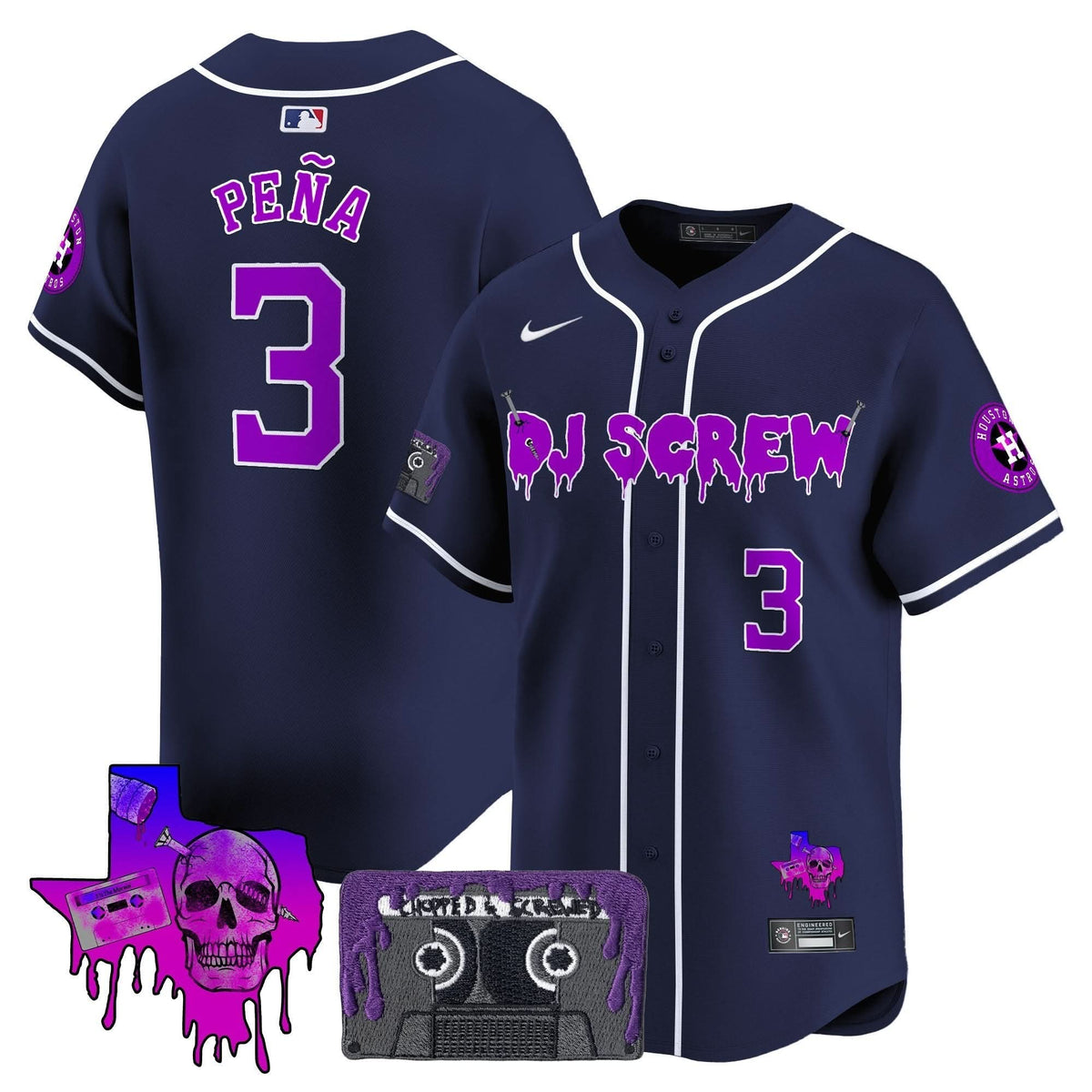 Men's Houston Astros DJ Screw Patch Vapor Premier Limited Jersey V2 - All Stitched