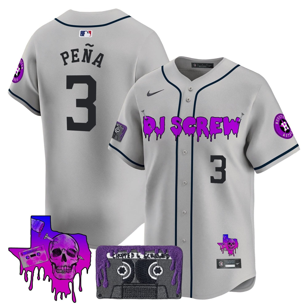 Men's Houston Astros DJ Screw Patch Vapor Premier Limited Jersey V2 - All Stitched