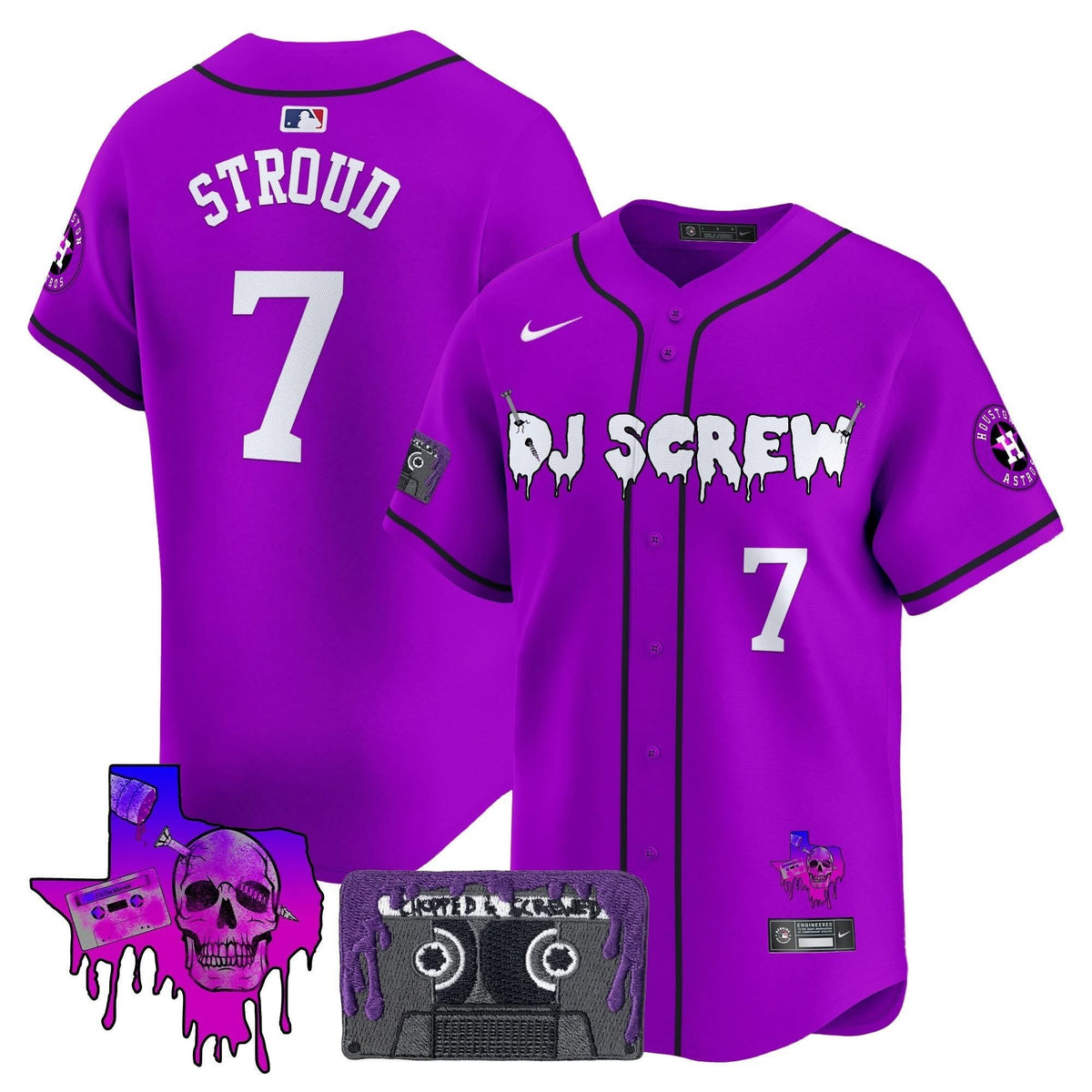 Men's Houston Astros DJ Screw Patch Vapor Premier Limited Jersey V2 - All Stitched