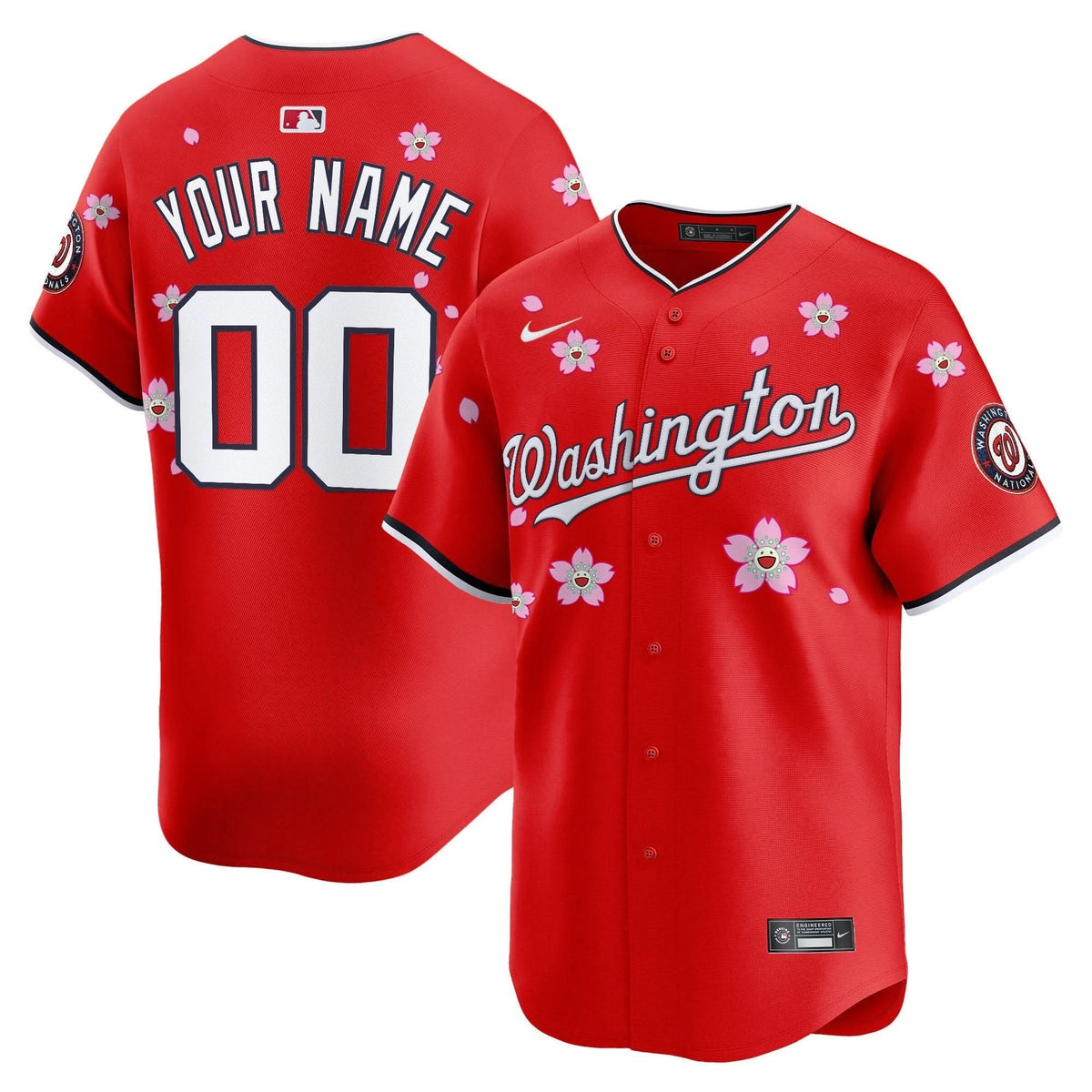 Washington Nationals Cherry Blossom Vapor Premier Limited Custom Jersey - Stitched