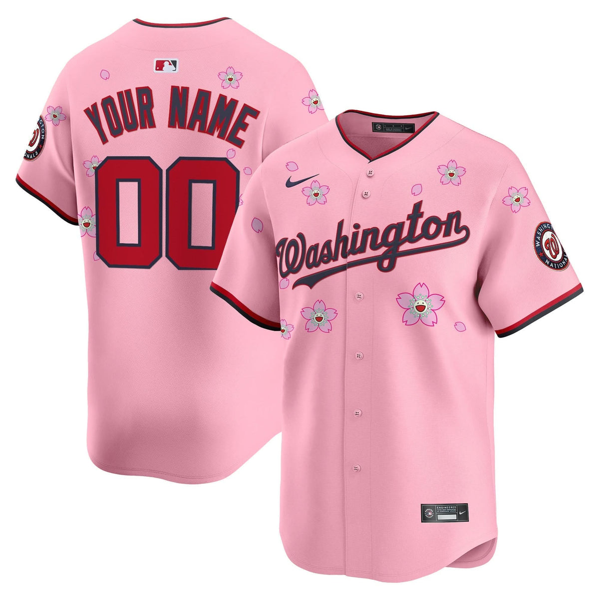 Washington Nationals Cherry Blossom Vapor Premier Limited Custom Jersey - Stitched