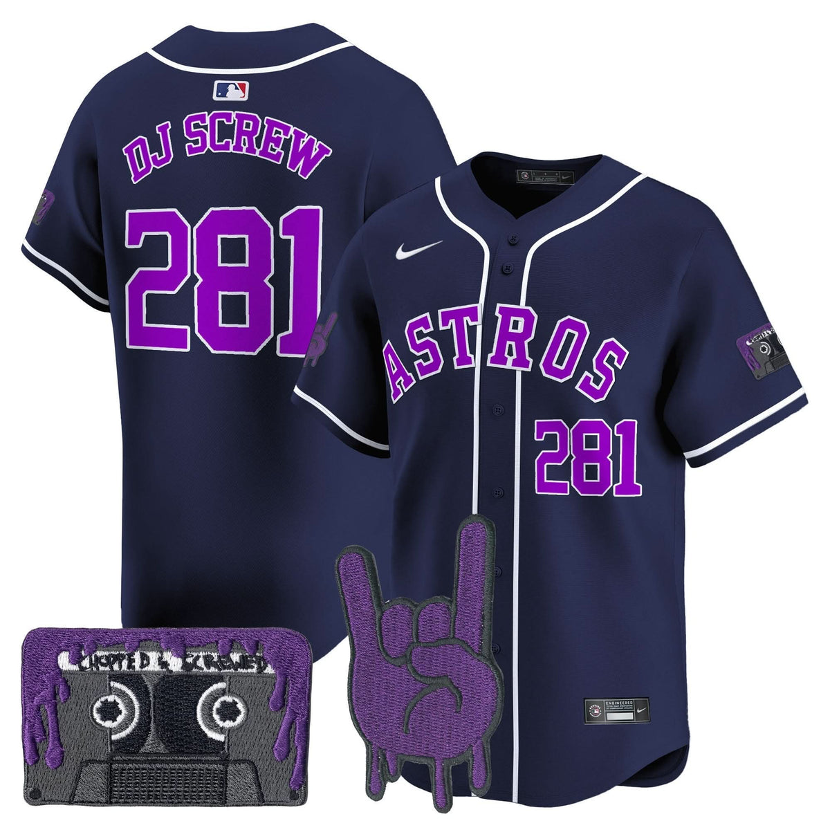 Men's Houston Astros DJ Screw Patch Vapor Premier Limited Jersey - All Stitched