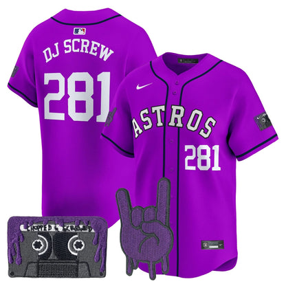 Men's Houston Astros DJ Screw Patch Vapor Premier Limited Jersey - All Stitched