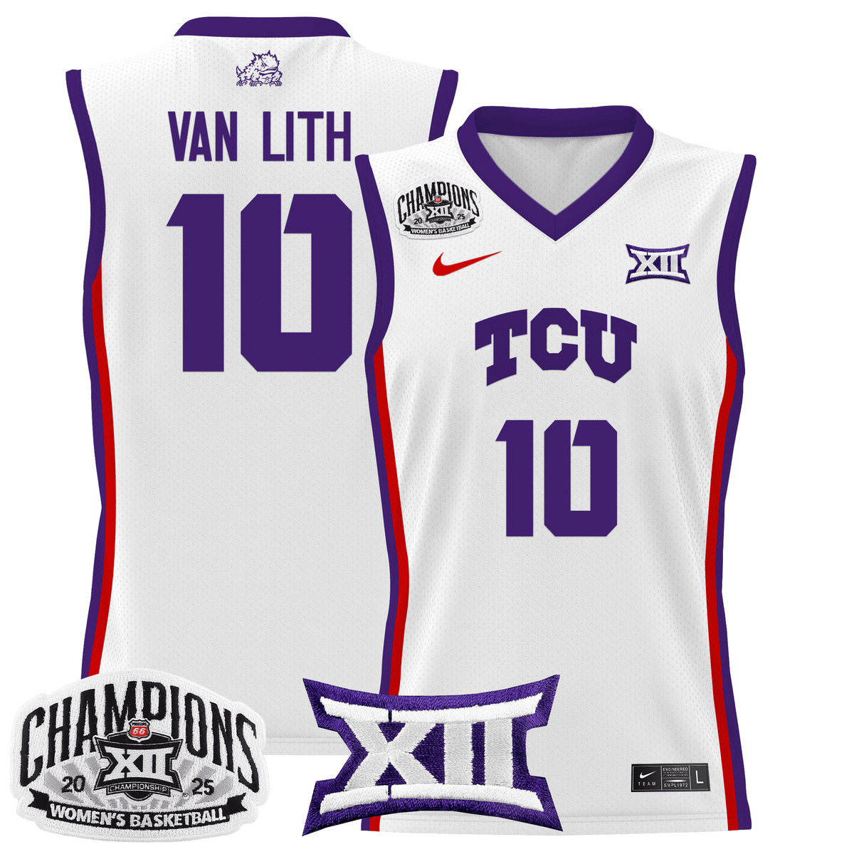 TCU Horned Frogs 2025 BIG 12 Women's Conference Tournament Champions Lightweight Basketball Jersey - All Stitched