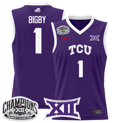 Men's Size - TCU Horned Frogs 2025 BIG 12 Women's Conference Tournament Champions Lightweight Basketball Jersey - All Stitched