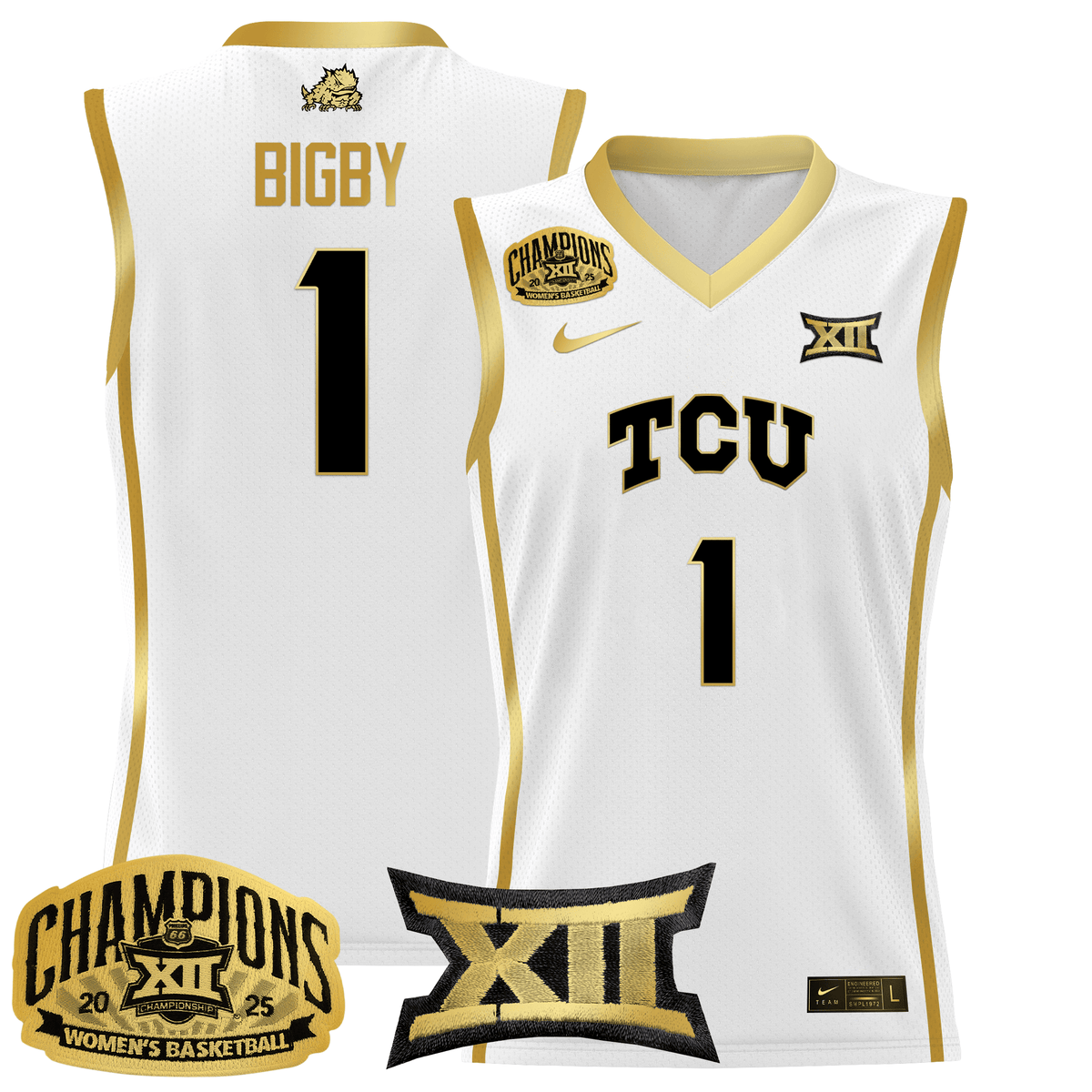 Men's Size - TCU Horned Frogs 2025 BIG 12 Women's Conference Tournament Champions Lightweight Basketball Jersey - All Stitched