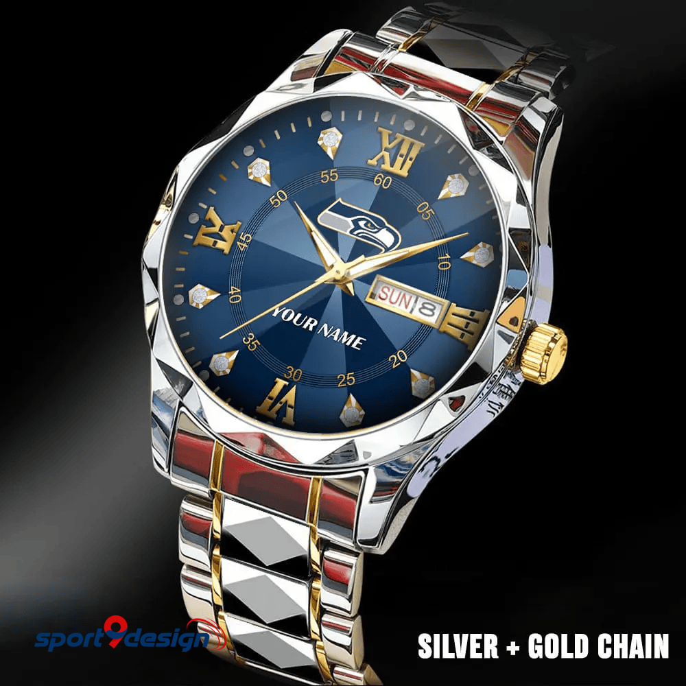 SEA - American Football Luxury Hand Watch All Team Custom Any Name Gift For Fan - Limited Edition