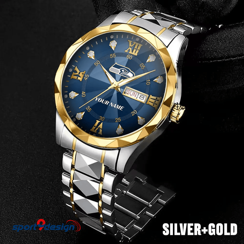 SEA - American Football Luxury Hand Watch All Team Custom Any Name Gift For Fan - Limited Edition