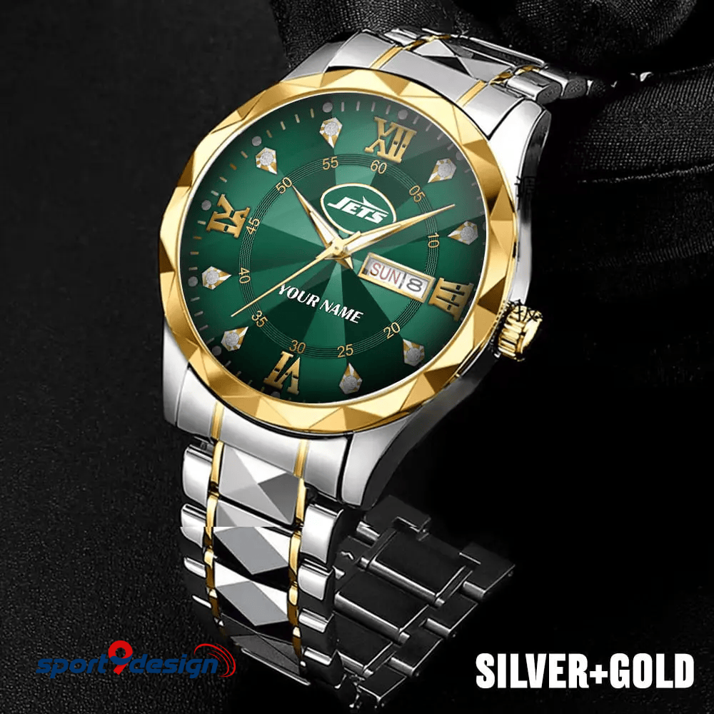 NYJ - American Football Luxury Hand Watch All Team Custom Any Name Gift For Fan - Limited Edition