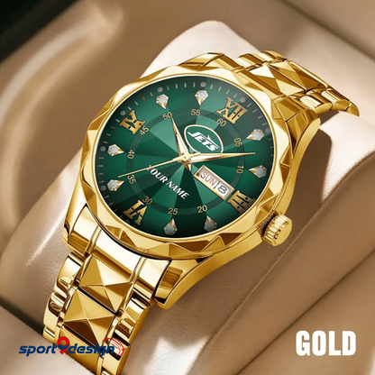 NYJ - American Football Luxury Hand Watch All Team Custom Any Name Gift For Fan - Limited Edition