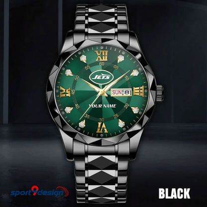 NYJ - American Football Luxury Hand Watch All Team Custom Any Name Gift For Fan - Limited Edition
