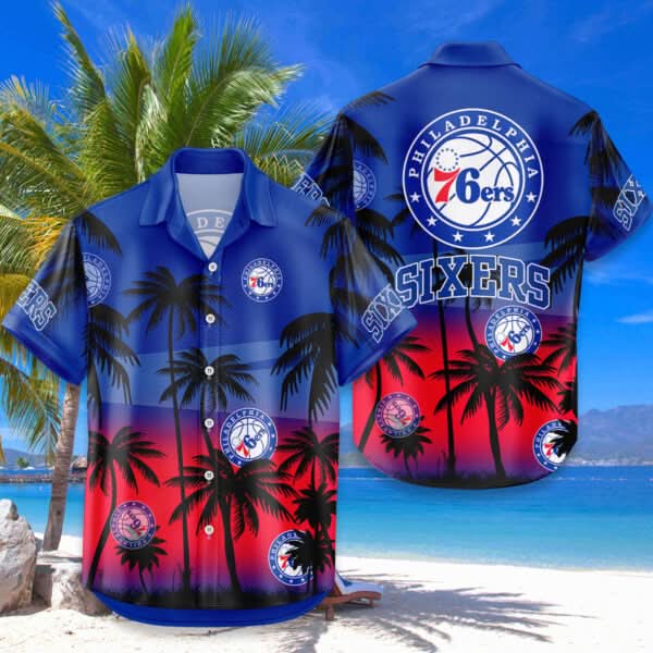 76ers Hawaiian Shirt Coconut Tree