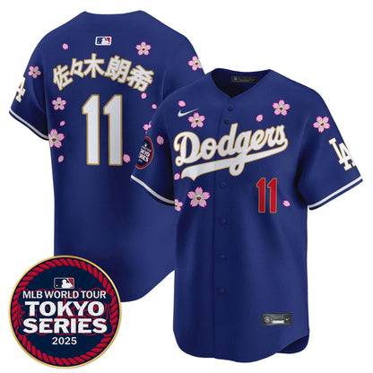 Men's Dodgers Tokyo Series 2025 Gold Trim Vapor Premier Limited Jersey V2 - Stitched