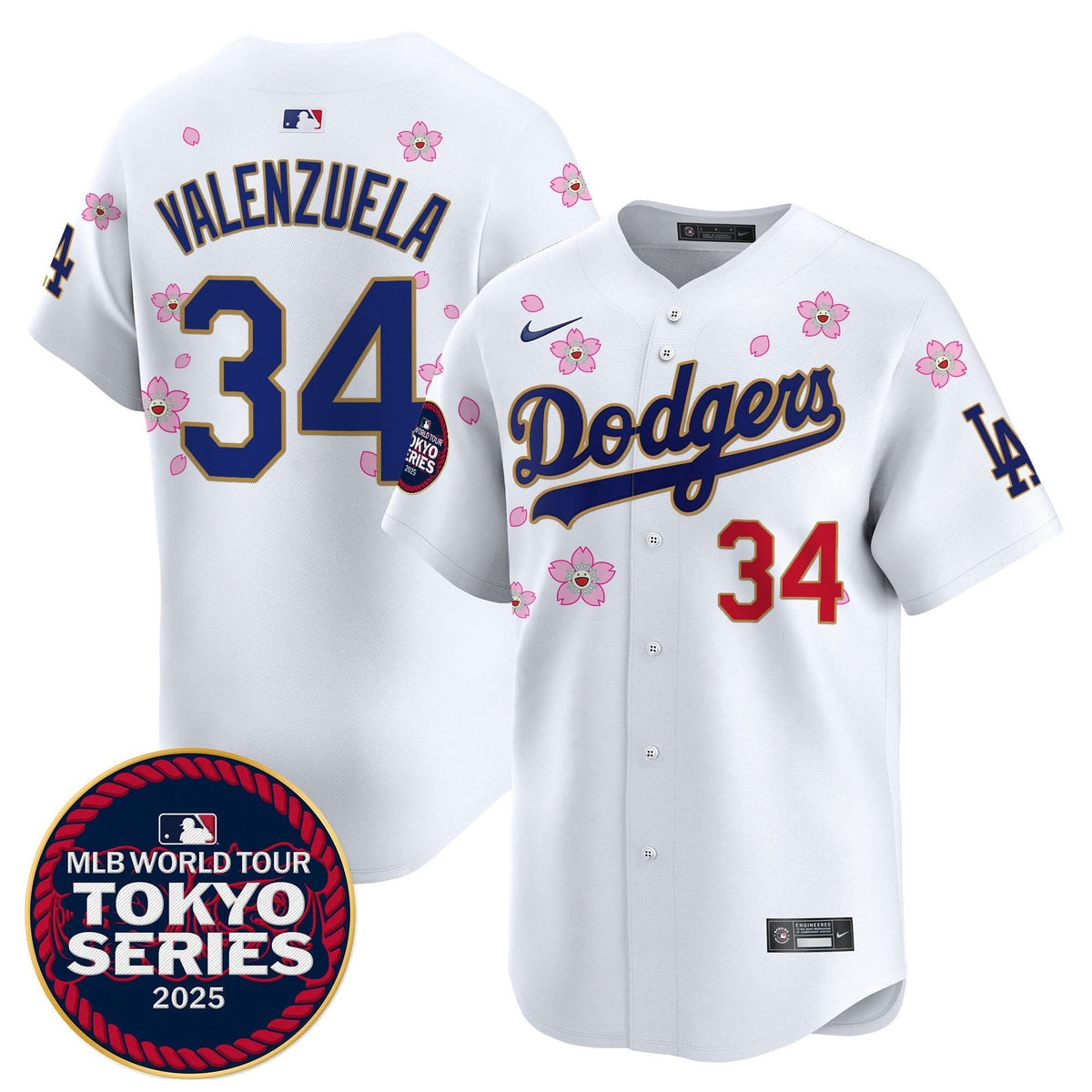 Men's Dodgers Tokyo Series 2025 Gold Trim Vapor Premier Limited Jersey V2 - Stitched