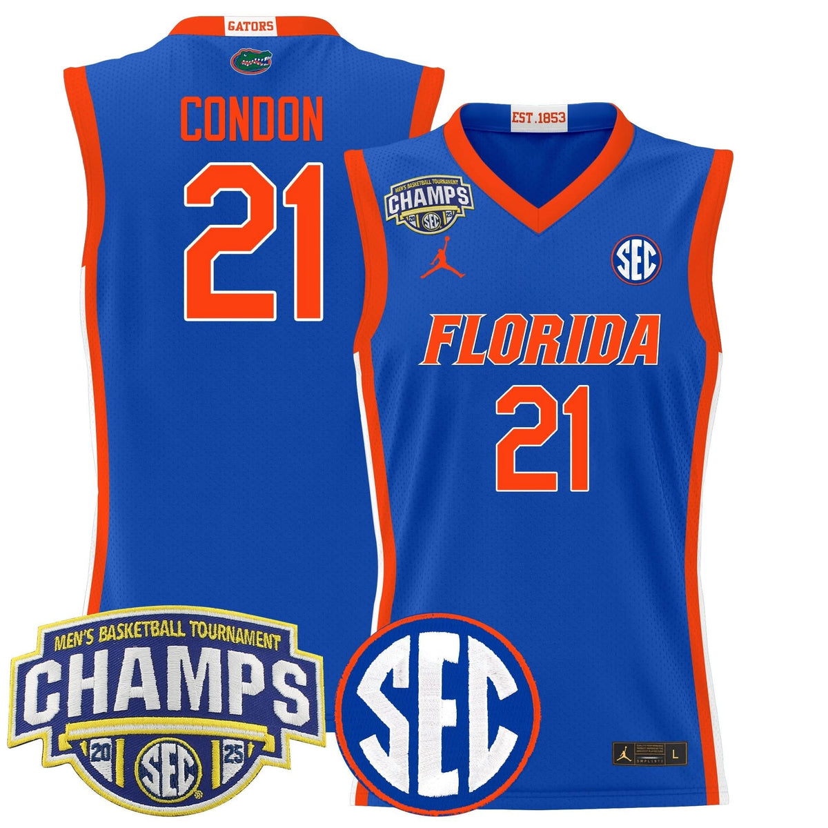 Men's Florida Gators 2025 SEC Conference Tournament Champions Basketball Jersey - All Stitched