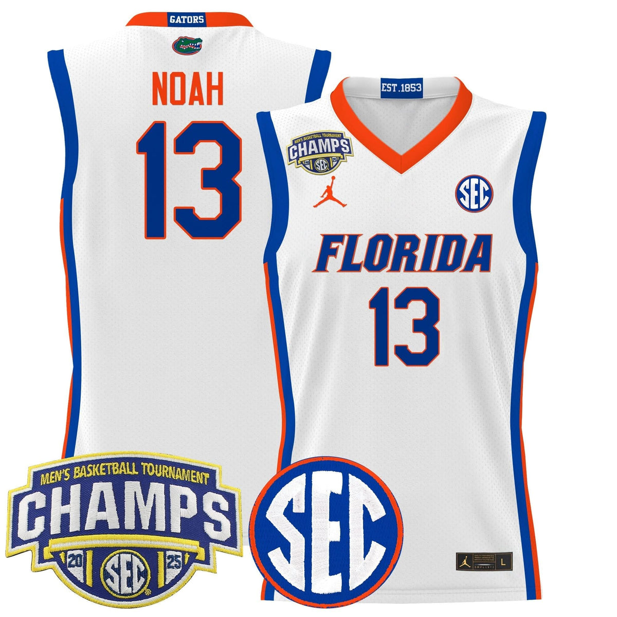 Men's Florida Gators 2025 SEC Conference Tournament Champions Basketball Jersey - All Stitched