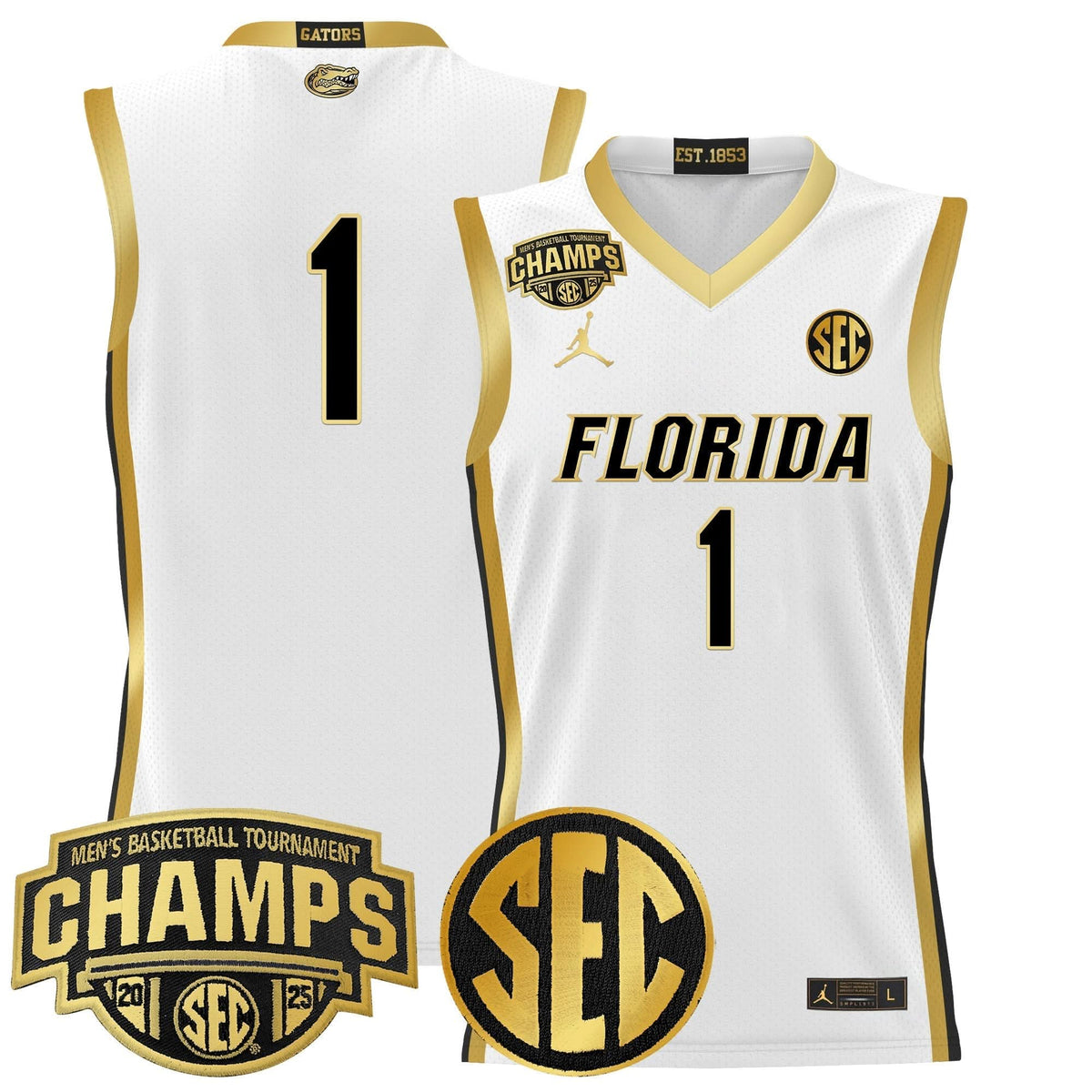 Men's Florida Gators 2025 SEC Conference Tournament Champions Basketball Jersey - All Stitched