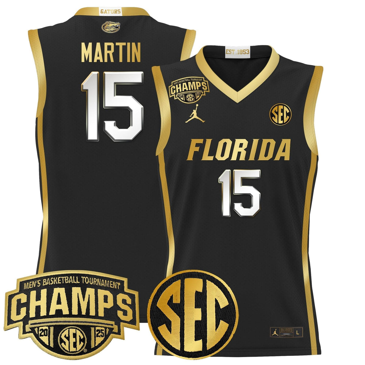 Men's Florida Gators 2025 SEC Conference Tournament Champions Basketball Jersey - All Stitched