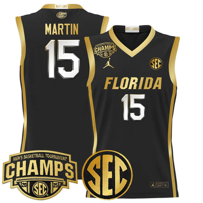 Men's Florida Gators 2025 SEC Conference Tournament Champions Basketball Jersey - All Stitched