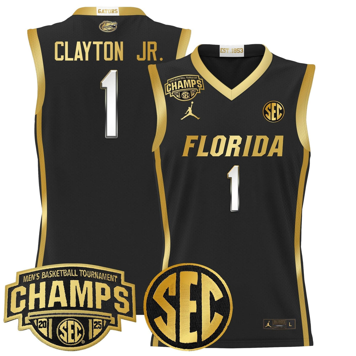 Men's Florida Gators 2025 SEC Conference Tournament Champions Basketball Jersey - All Stitched