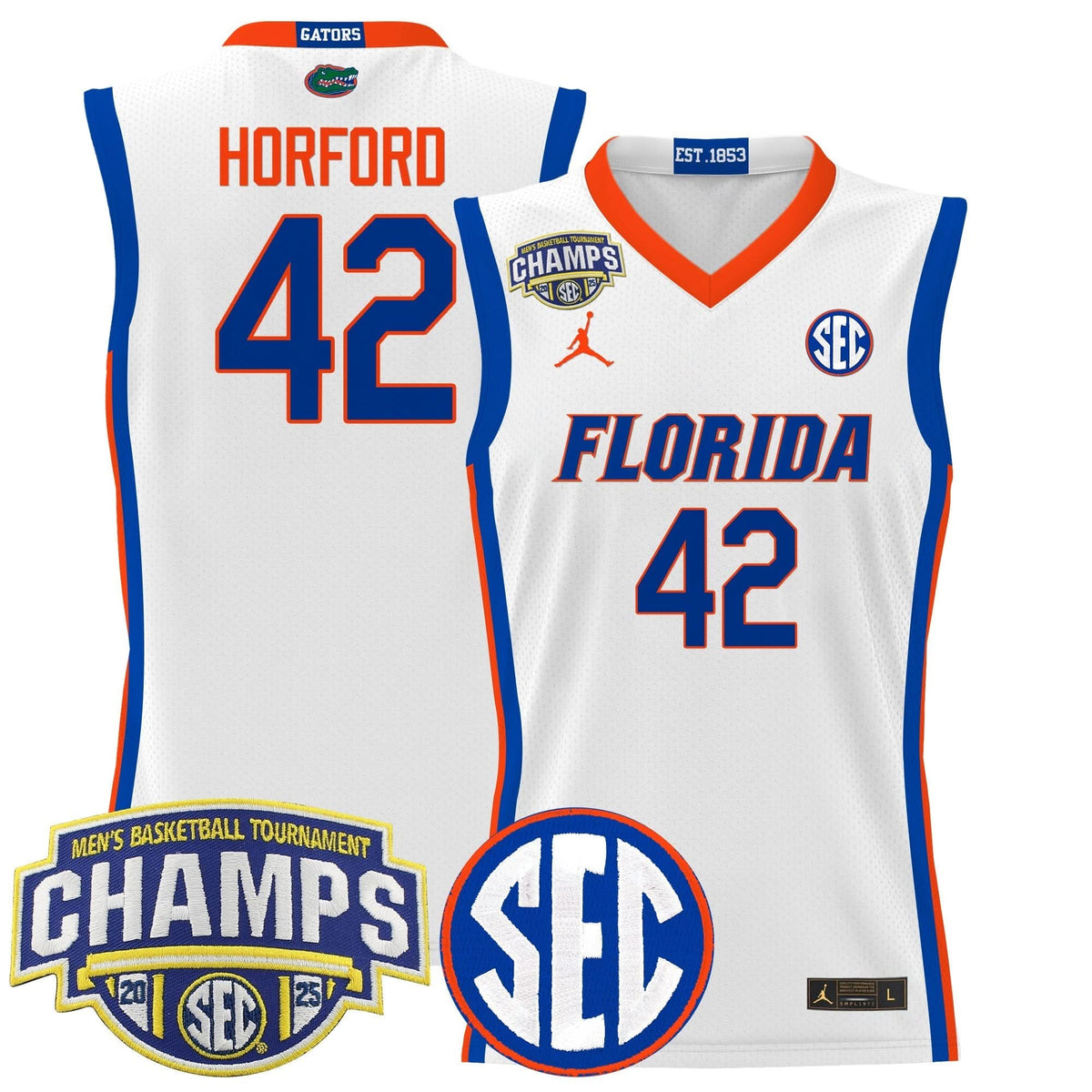 Men's Florida Gators 2025 SEC Conference Tournament Champions Basketball Jersey - All Stitched