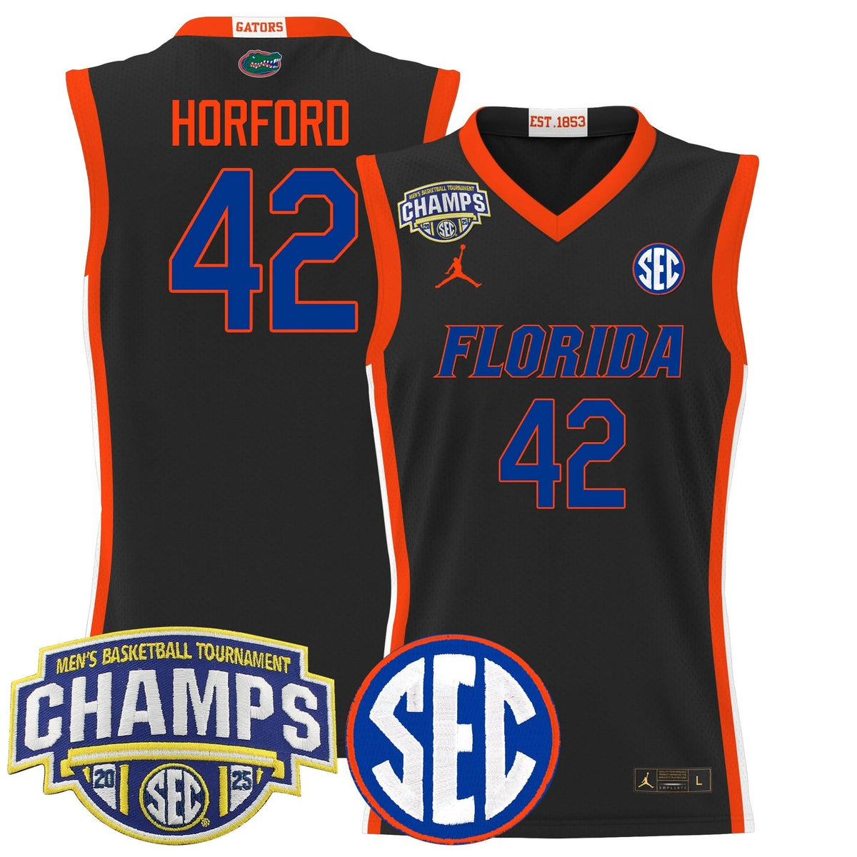 Men's Florida Gators 2025 SEC Conference Tournament Champions Basketball Jersey - All Stitched