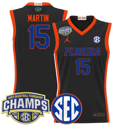 Men's Florida Gators 2025 SEC Conference Tournament Champions Basketball Jersey - All Stitched