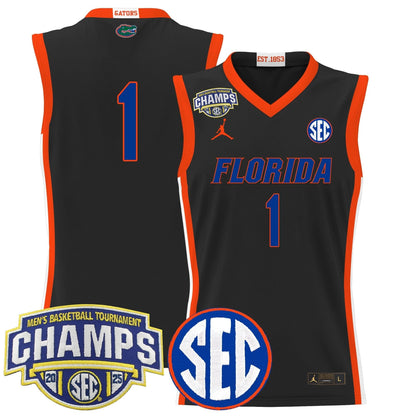 Men's Florida Gators 2025 SEC Conference Tournament Champions Basketball Jersey - All Stitched