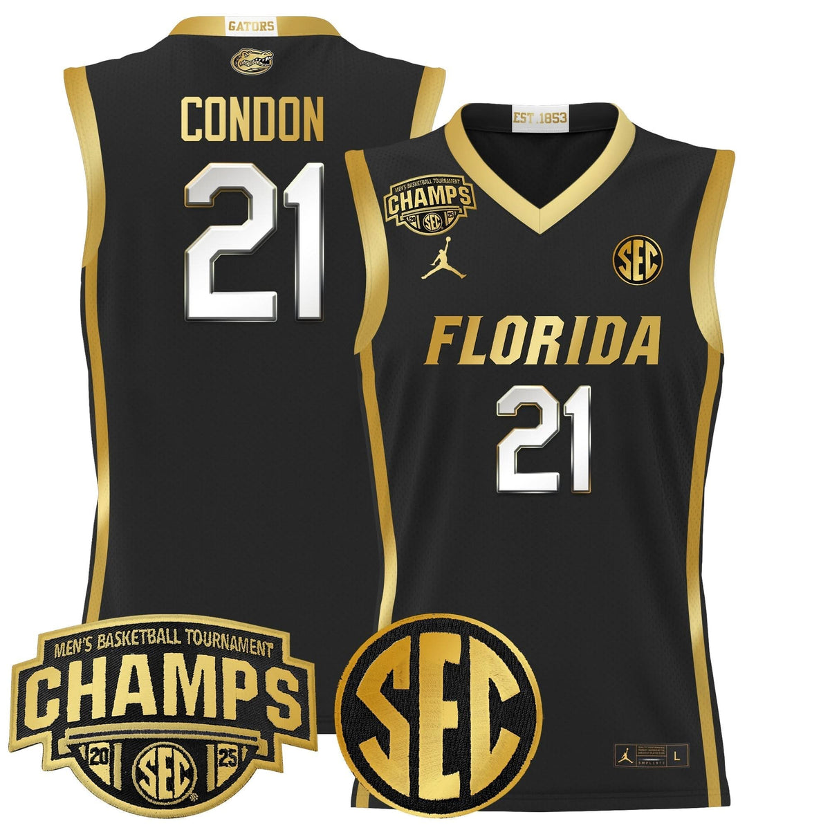 Men's Florida Gators 2025 SEC Conference Tournament Champions Basketball Jersey - All Stitched
