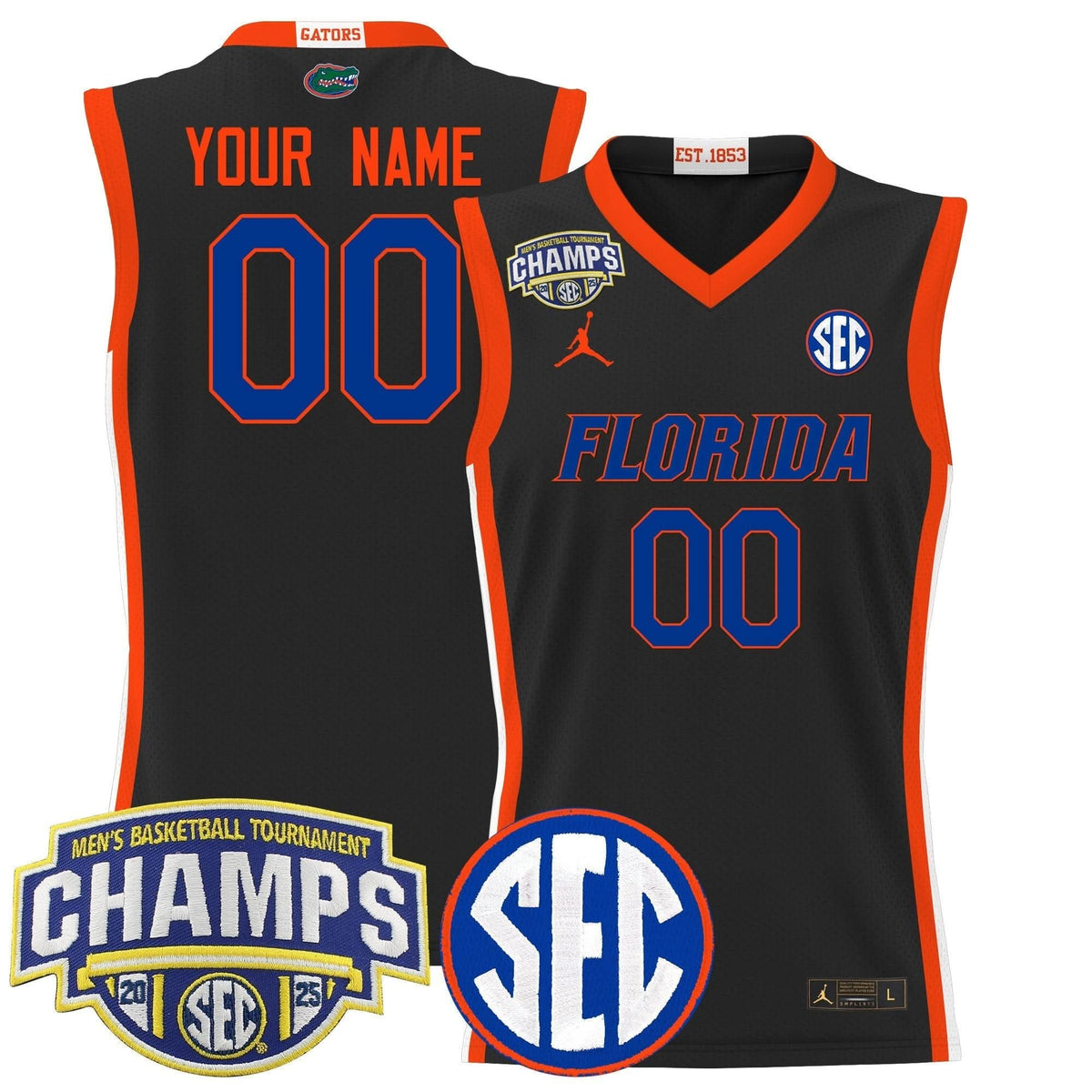Florida Gators 2025 SEC Conference Tournament Champions Basketball Custom Jersey - All Stitched
