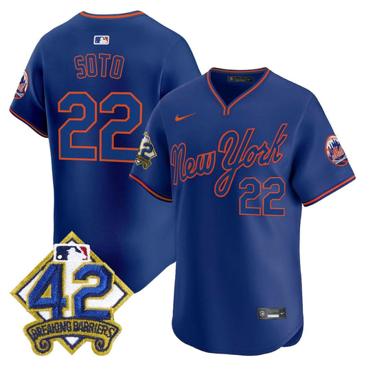 New York Mets 2025 Jackie Robinson Patch Road Alternate Jersey – All Stitched