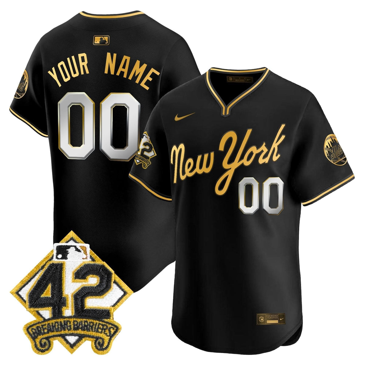 New York Mets 2025 Jackie Robinson Patch Road Alternate Custom Jersey – All Stitched