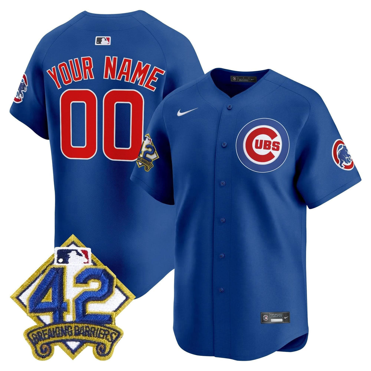 Chicago Cubs 2025 Jackie Robinson Patch Vapor Premier Limited Custom Jersey - All Stitched