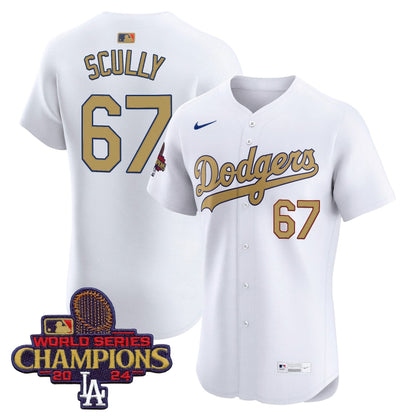 Men's Dodgers 2025 Gold Vapor Premier Elite Jersey - All Stitched