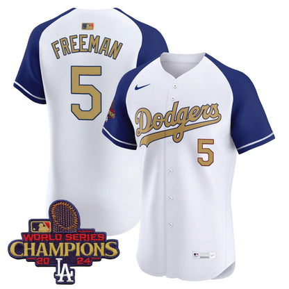 Men's Dodgers 2025 Gold Vapor Premier Elite Jersey - All Stitched