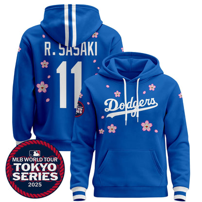 Men's Dodgers Tokyo Series 2025 Pullover Hoodie V2 - Stitched