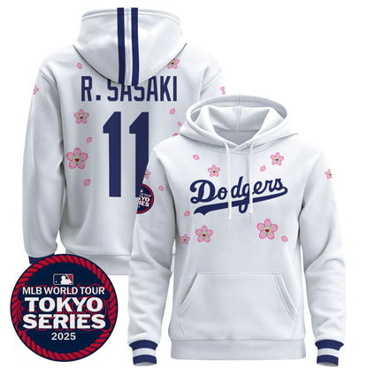 Men's Dodgers Tokyo Series 2025 Pullover Hoodie V2 - Stitched
