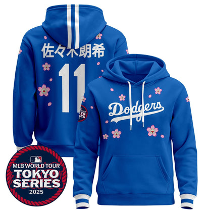 Men's Dodgers Tokyo Series 2025 Pullover Hoodie V2 - Stitched