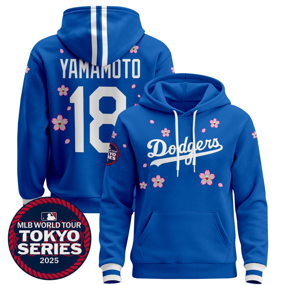Men's Dodgers Tokyo Series 2025 Pullover Hoodie V2 - Stitched