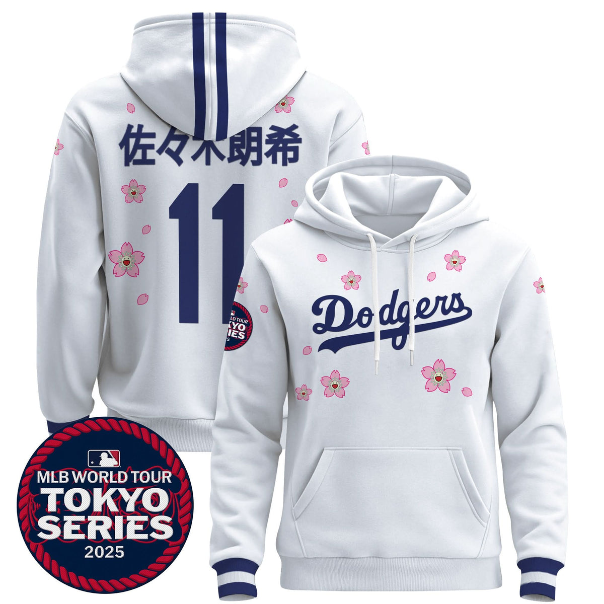 Men's Dodgers Tokyo Series 2025 Pullover Hoodie V2 - Stitched