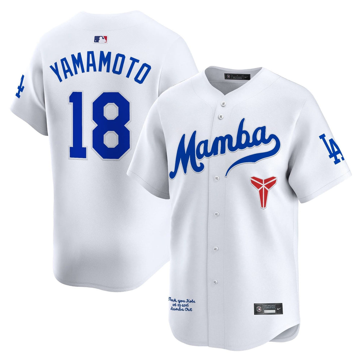 Men's Dodgers Kobe Bryant Mamba Vapor Premier Limited Jersey - All Stitched