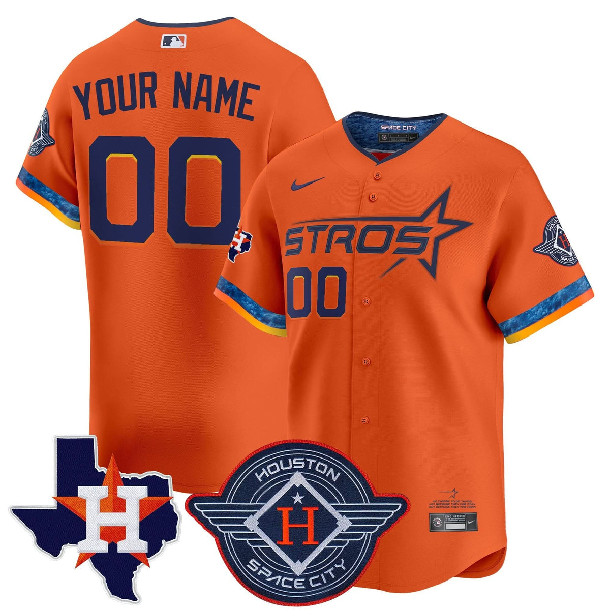Houston Astros 2025 City Connect Texas Patch Vapor Premier Limited Custom Jersey - All Stitched